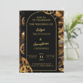 Steampunk Extravaganza  Clockwork Bruiloft Kaart (Staand voorkant)