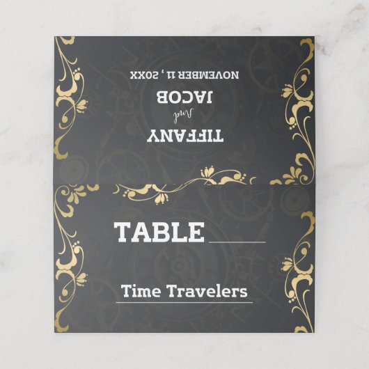 Steampunk Extravaganza  Clockwork Bruiloft Plaatskaartje (Buitenkant ongevouwen)