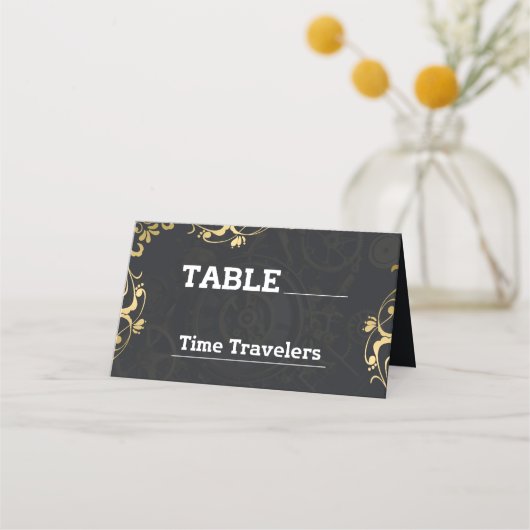 Steampunk Extravaganza Clockwork Bruiloft Plaatskaartje (Voorkant)