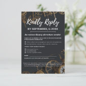 Steampunk Extravaganza  Clockwork Bruiloft RSVP Kaartje (Staand voorkant)