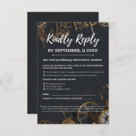 Steampunk Extravaganza Clockwork Bruiloft RSVP Kaartje