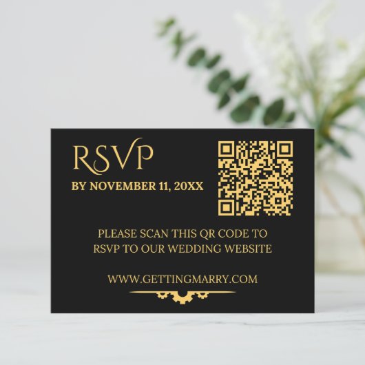 Steampunk Extravaganza  Clockwork Bruiloft RSVP Kaartje (Staand voorkant)