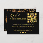 Steampunk Extravaganza  Clockwork Bruiloft RSVP Kaartje (Voorkant / Achterkant)