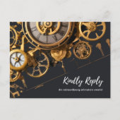 Steampunk Extravaganza  Clockwork RSVP Uitnodiging Briefkaart (Voorkant)