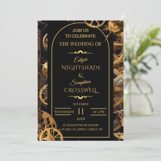 Steampunk Extravaganza  Clockwork Wedding I Kaart (Staand voorkant)