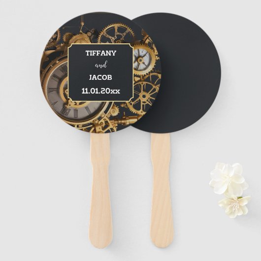 Steampunk Extravaganza  Cogs Gastenboek Handwaaier (Voorkant en achterkant)