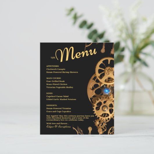 Steampunk Extravaganza Goud Vintage Bruiloft (Staand voorkant)