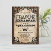Steampunk Extravaganza Party Invitation Kaart (Staand voorkant)