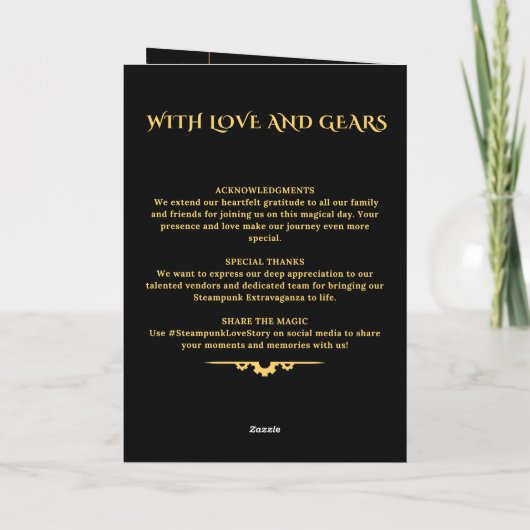Steampunk Extravaganza Vintage Trouwprogramma Programma (Achterkant)