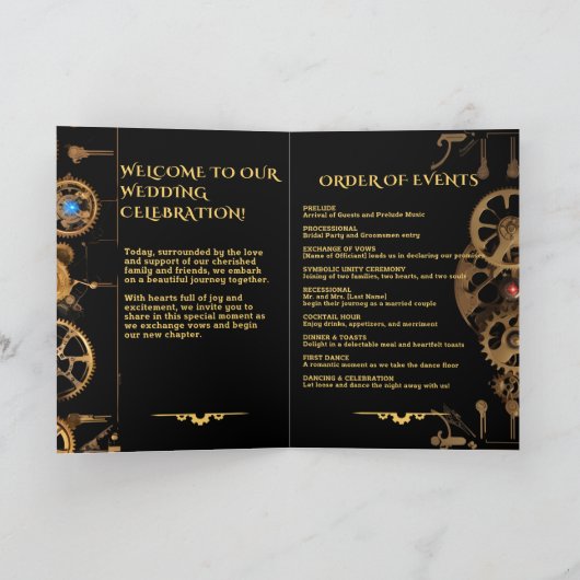 Steampunk Extravaganza Vintage Trouwprogramma Programma (Binnen)