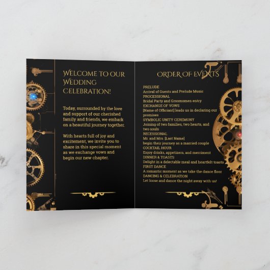 Steampunk Extravaganza Vintage Trouwprogramma Programma (Binnen)