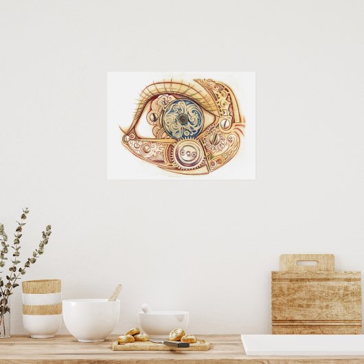 Steampunk Eye op U Poster (Keuken)