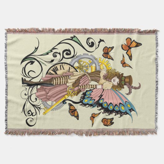 Steampunk Fairy Gele Klok Gears Deken (Voorkant)