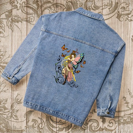 Steampunk Fairy Gele Klok Gears Denim Jacket