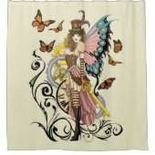 Steampunk Fairy Gele Klok Gears Douchegordijn (Voorkant)