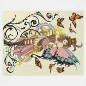 Steampunk Fairy Gele Klok Gears Fleece Deken (Voorkant (Horizontaal))