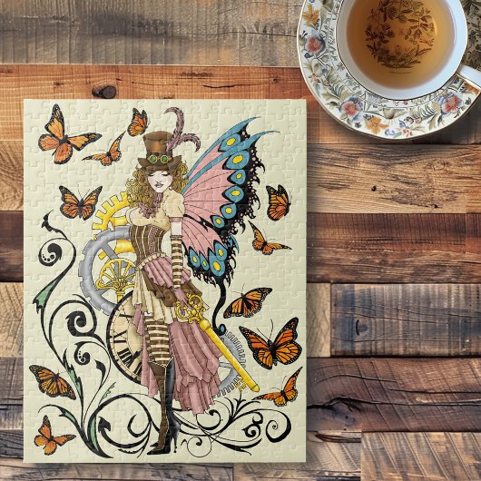 Steampunk Fairy Gele Klok Gears Legpuzzel