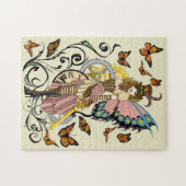 Steampunk Fairy Gele Klok Gears Legpuzzel (Horizontaal)