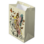 Steampunk Fairy Gele Klok Gears Medium Cadeauzakje (Voorkant Gekanteld)