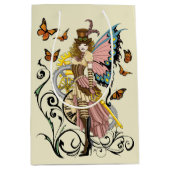Steampunk Fairy Gele Klok Gears Medium Cadeauzakje (Voorkant)