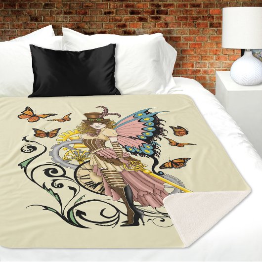 Steampunk Fairy Gele Klok Gears Sherpa Deken