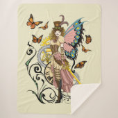 Steampunk Fairy Gele Klok Gears Sherpa Deken (Voorkant)