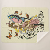 Steampunk Fairy Gele Klok Gears Sherpa Deken (Voorkant (horizontaal))