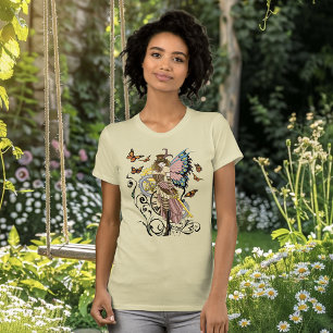 Steampunk Fairy Gele Klok Gears T-shirt