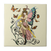 Steampunk Fairy Gele Klok Gears Tegeltje (Voorkant)