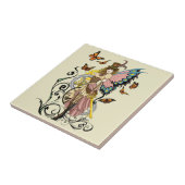 Steampunk Fairy Gele Klok Gears Tegeltje (Zijkant)