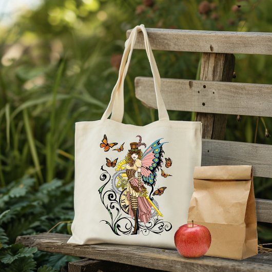 Steampunk Fairy Gele Klok Gears Tote Bag
