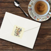 Steampunk Fairy Gele Klok Gears Vierkante Sticker