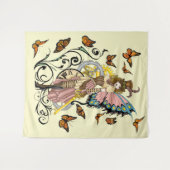Steampunk Fairy Gele Klok Gears Wandkleed (Voorkant (horizontaal))
