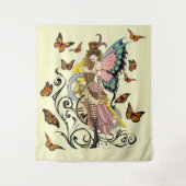 Steampunk Fairy Gele Klok Gears Wandkleed (Voorkant)