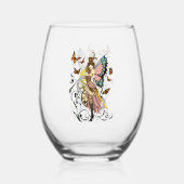 Steampunk Fairy Gele Klok Gears Wijnglas Zonder Voet (Achterkant)