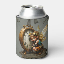Steampunk Fairy met Golden Wings & Antiek Klok Blikjeskoeler