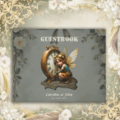 Steampunk Fairy met Golden Wings & Antiek Klok Gastenboek