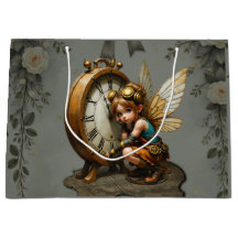 Steampunk Fairy met Golden Wings & Antiek Klok