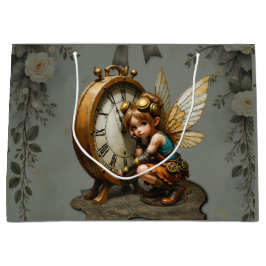 Steampunk Fairy met Golden Wings & Antiek Klok Groot Cadeauzakje