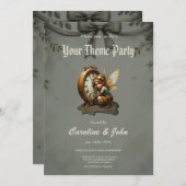 Steampunk Fairy met Golden Wings & Antiek Klok Kaart (Voorkant / Achterkant)