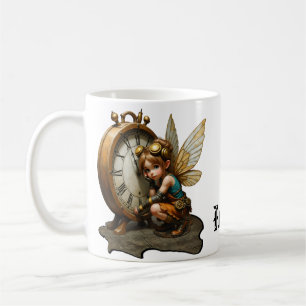 Steampunk Fairy met Golden Wings & Antiek Klok Koffiemok