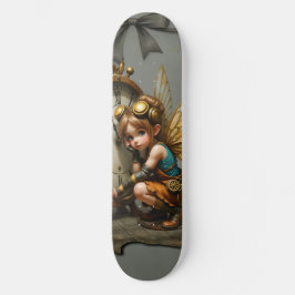 Steampunk Fairy met Golden Wings & Antiek Klok Persoonlijk Skateboard