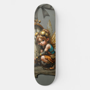 Steampunk Fairy met Golden Wings & Antiek Klok Persoonlijk Skateboard