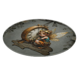 Steampunk Fairy met Golden Wings & Antiek Klok Snijplank