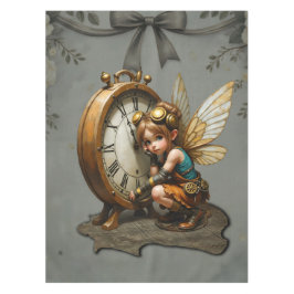 Steampunk Fairy met Golden Wings & Antiek Klok Tafelkleed