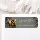 Steampunk Fairy met gouden vleugels Etiket (Insitu)