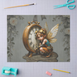 Steampunk Fairy met gouden vleugels Tissuepapier