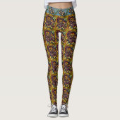 Steampunk Fairytale gelded Brass Leafy Vine Print Leggings (Voorkant)