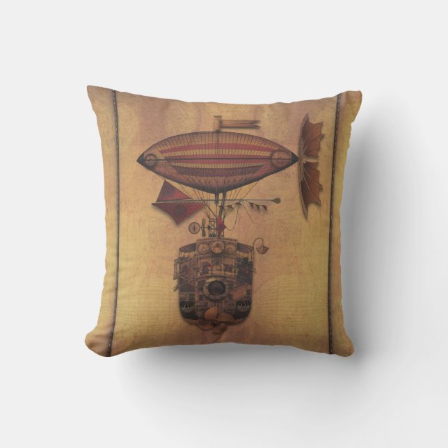 Steampunk Fantasy Airship Oceania Maiden Voyage Kussen (Voorkant)