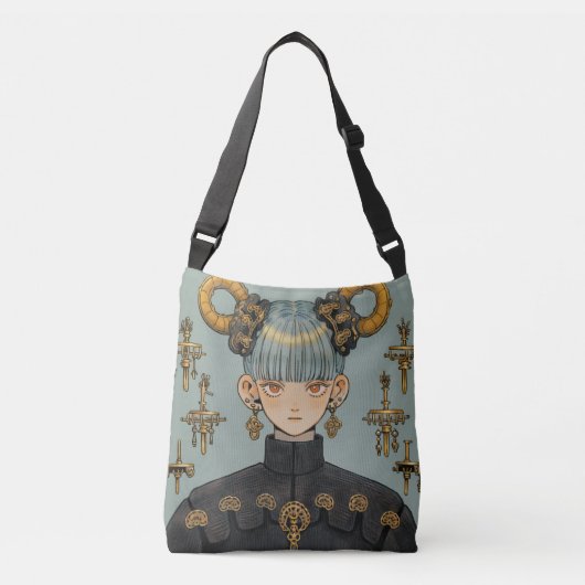 Steampunk Fantasy Anime Girl Crossbody Tas (Voorkant)